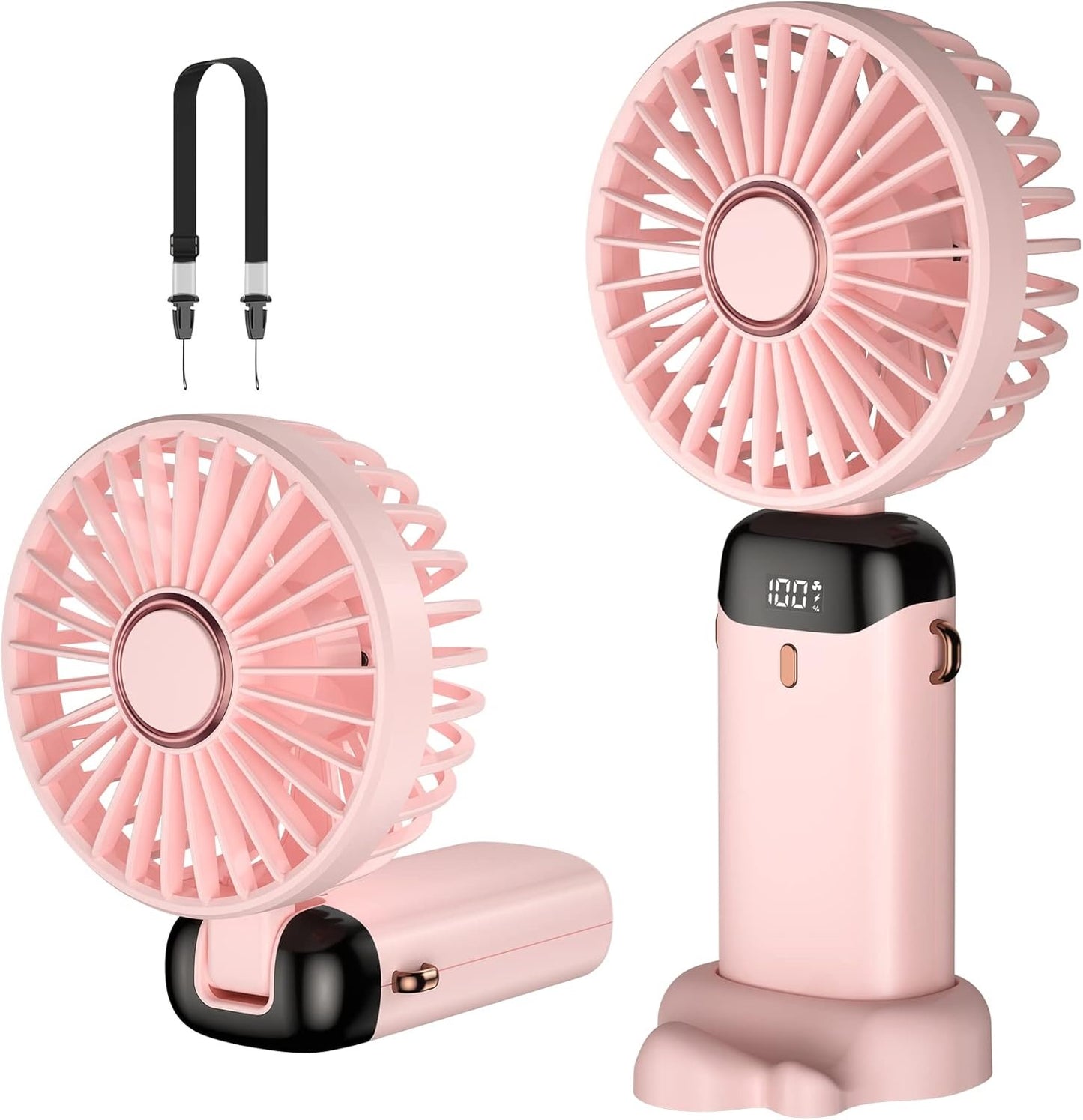 Premium 5-in-1 Foldable Handheld Mini Fan with Digital Display