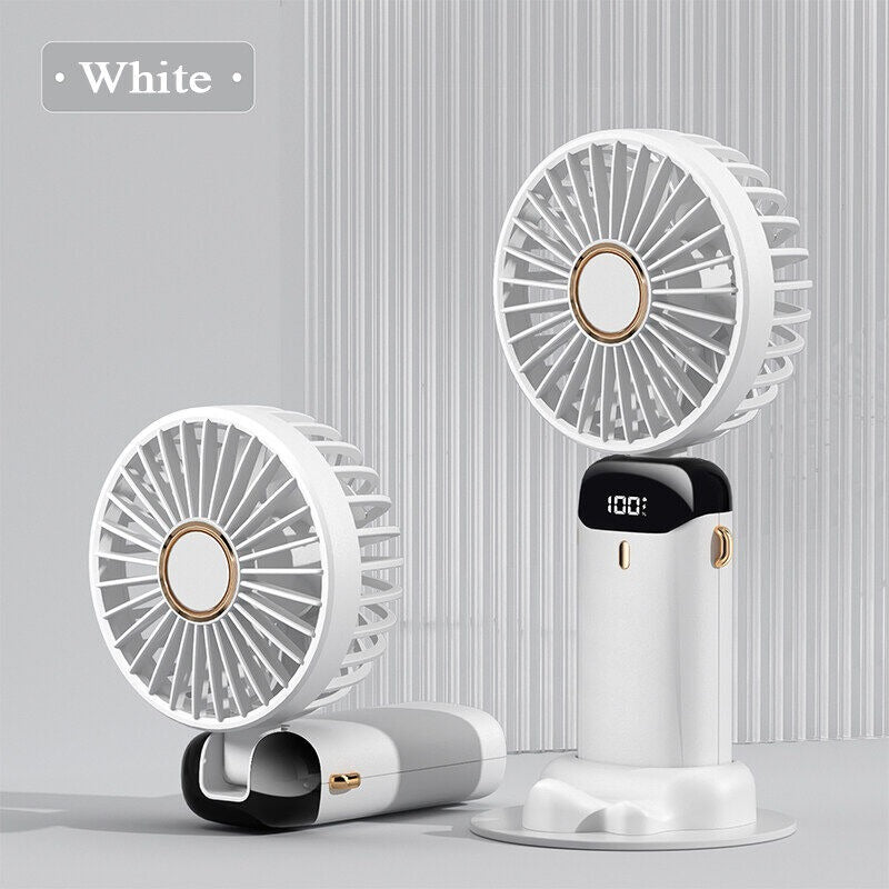 Premium 5-in-1 Foldable Handheld Mini Fan with Digital Display