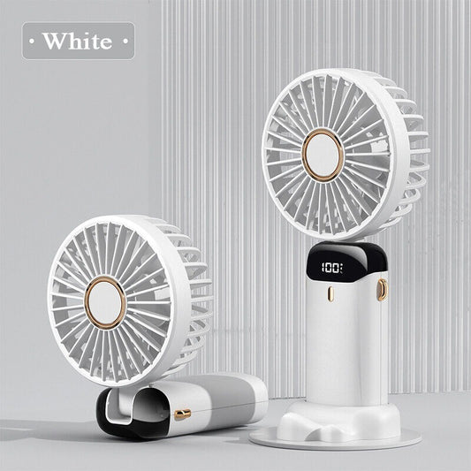 Premium 5-in-1 Foldable Handheld Mini Fan with Digital Display