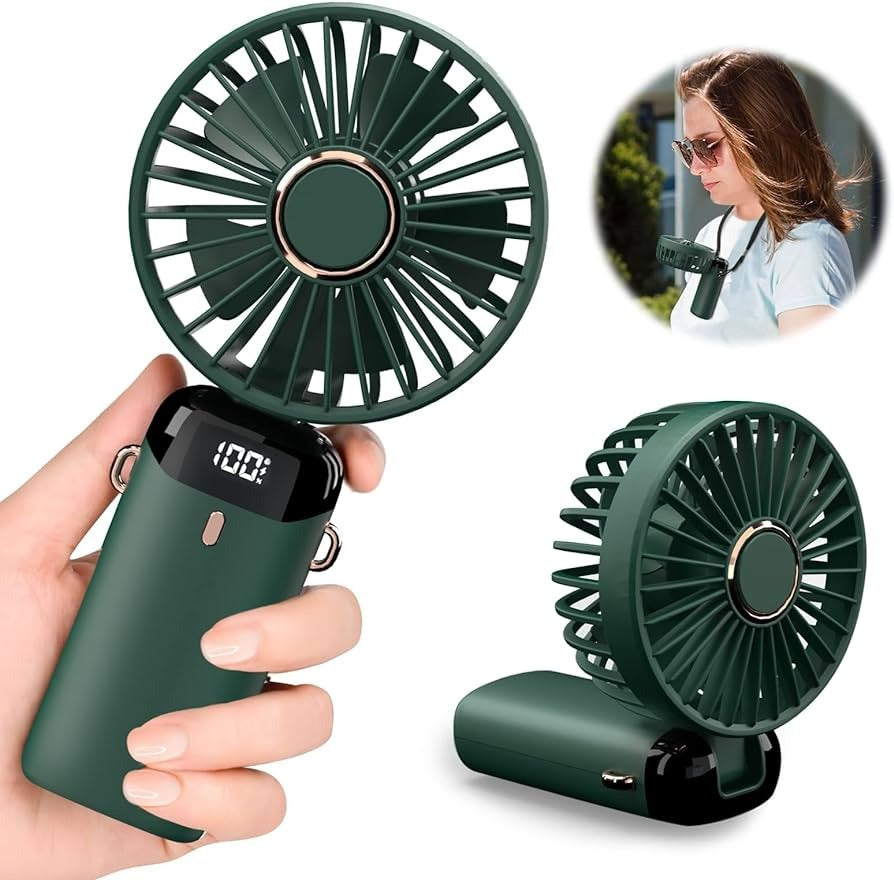 Premium 5-in-1 Foldable Handheld Mini Fan with Digital Display