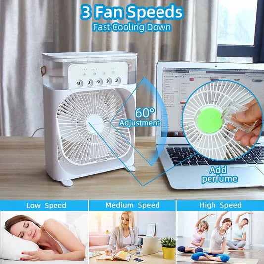 Portable Desktop Air Cooler & Humidifier Fan with 3 Wind Speeds