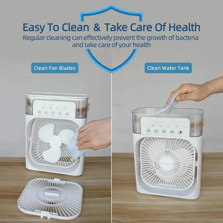 Portable Desktop Air Cooler & Humidifier Fan with 3 Wind Speeds