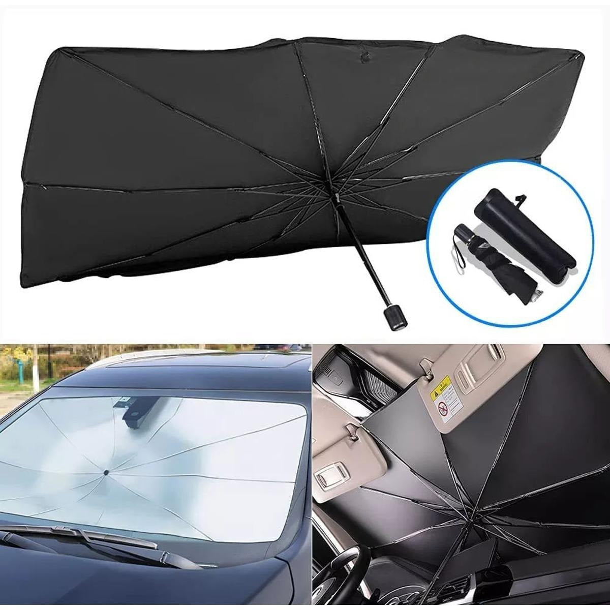 Foldable Car Windshield Sunshade - UV Protection Umbrella Style Sun Shield