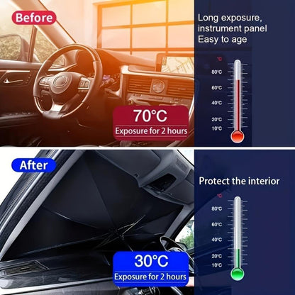 Foldable Car Windshield Sunshade - UV Protection Umbrella Style Sun Shield